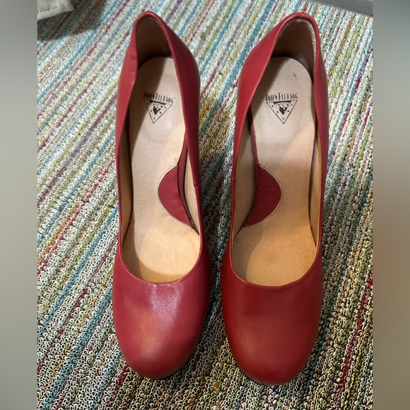 Fluevog NWOB Attentions Paris red/rose leather platform pump - 8.5 - Picture 7 of 15